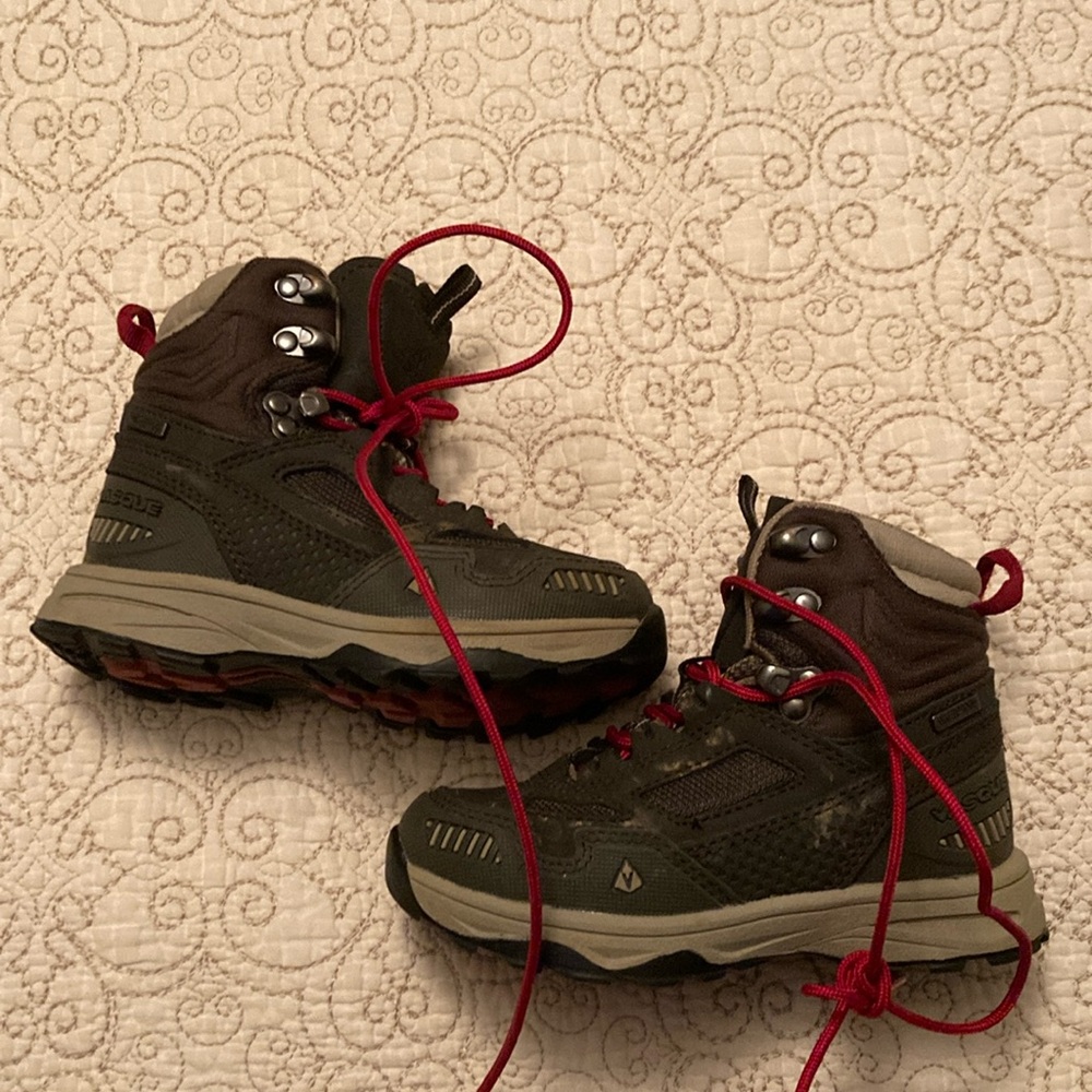 Vasque Brown and Red Hiking Boots Waterproof Rugged Design